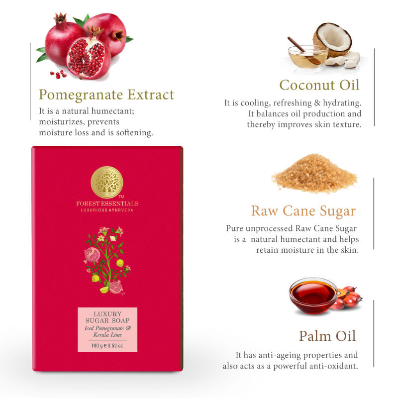 Luxury Sugar Soap Pomegranate & Kerala Lime - Ayurvedic Handmade Bath Soap