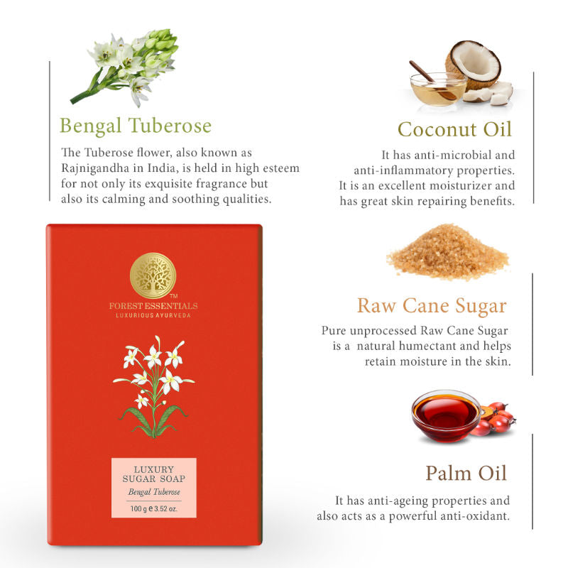 Luxury Sugar Soap Bengal Tuberose - Ayurvedic Handmade Bath Soap