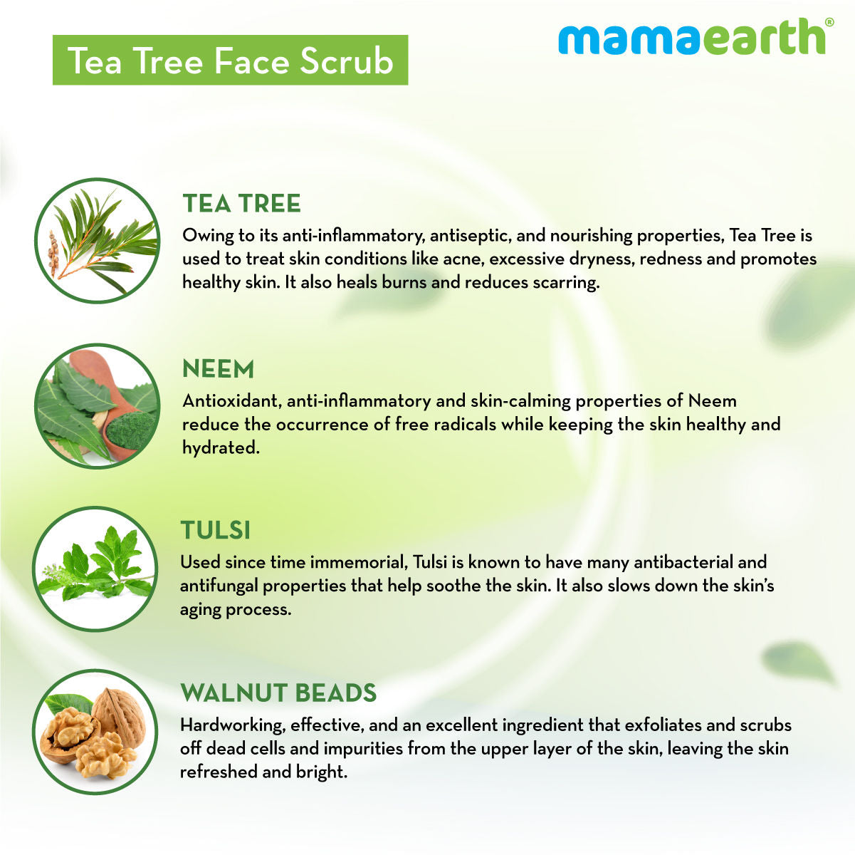 Tea Tree Face Scrub With Tea Tree And Neem For Skin Purification