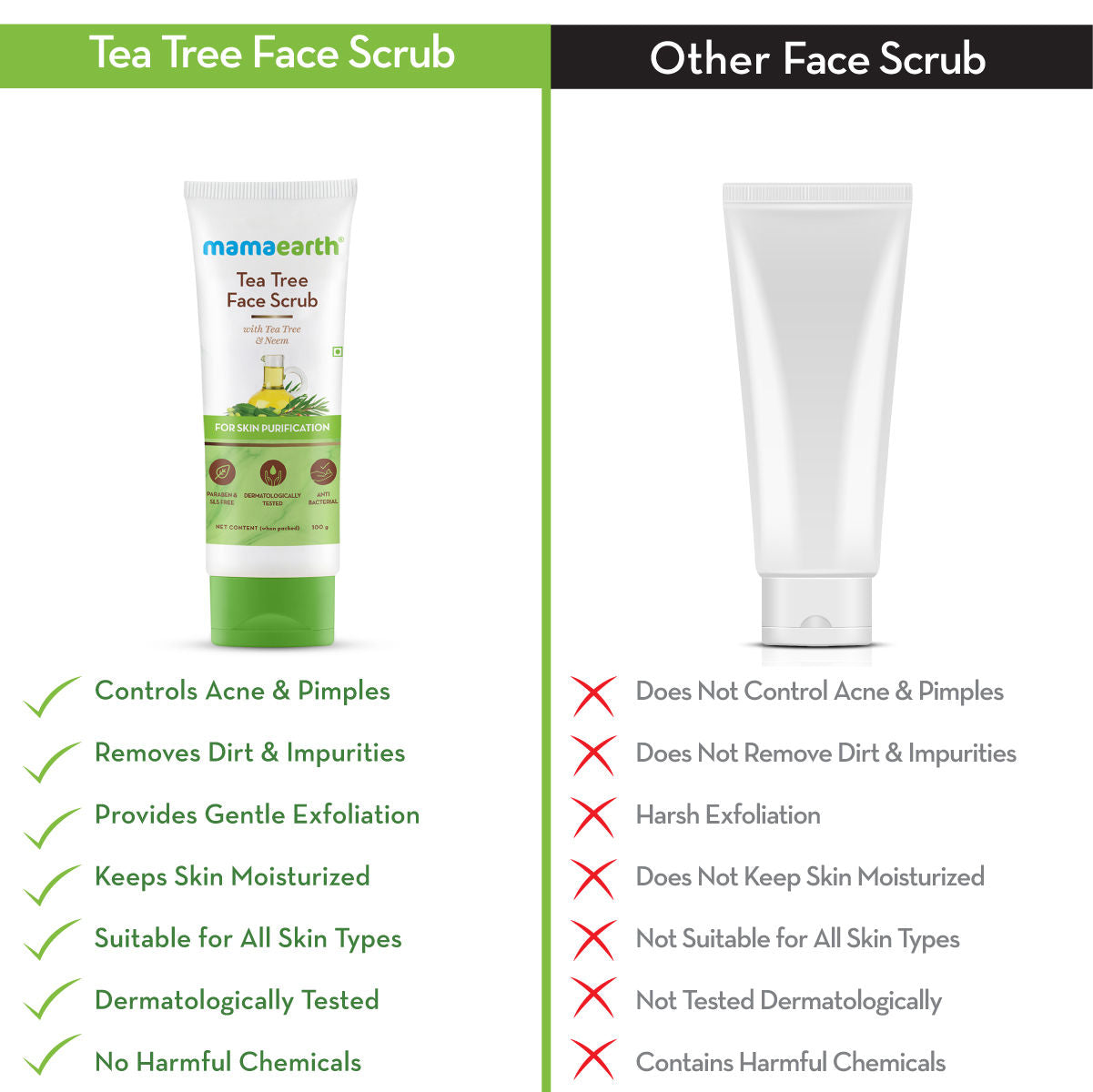 Tea Tree Face Scrub With Tea Tree And Neem For Skin Purification