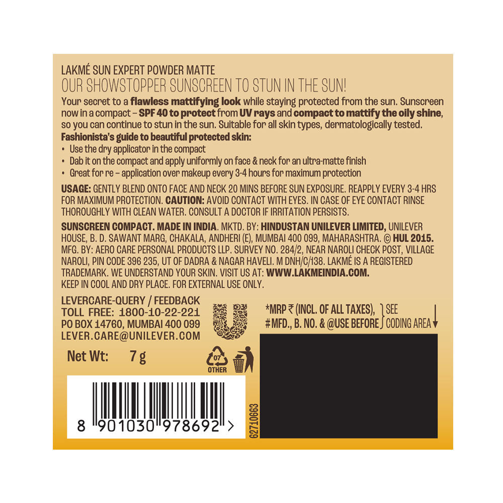 Sun Expert SPF 40 PA+++ Ultra Matte Compact With Power of Vitamin E and Iron Oxides