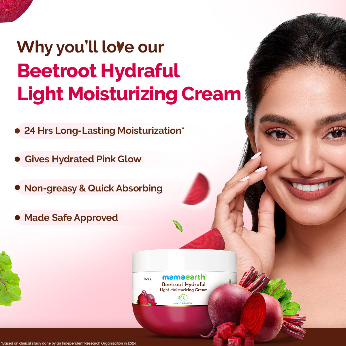 Beetroot Hydraful Light Moisturizing Cream with Hyaluronic Acid For 24 HR Hydration
