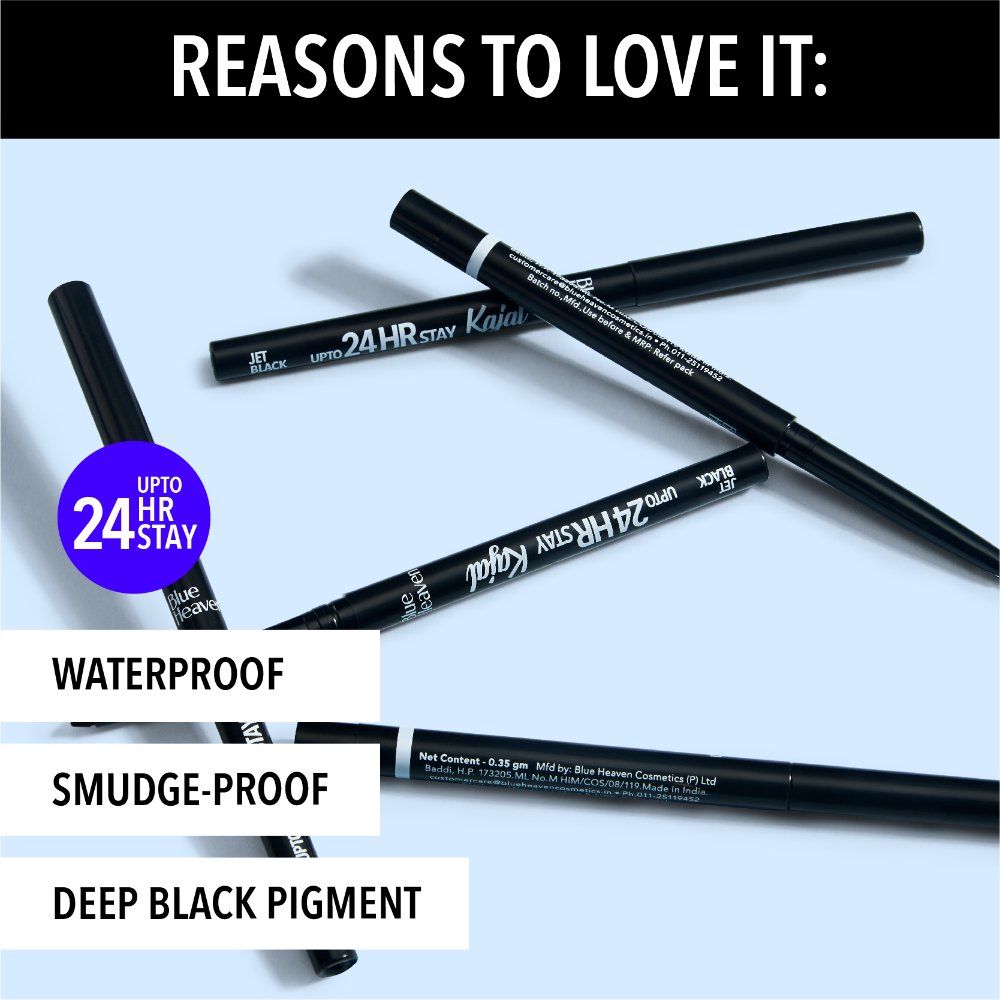 24hr Stay Kajal Black Waterproof - Jet Black