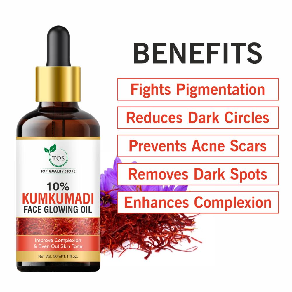 Kumkumadi Oil Thailam, Skin Brightening Oil Toned Glow Enriched With Saffron 100% Chemical Free