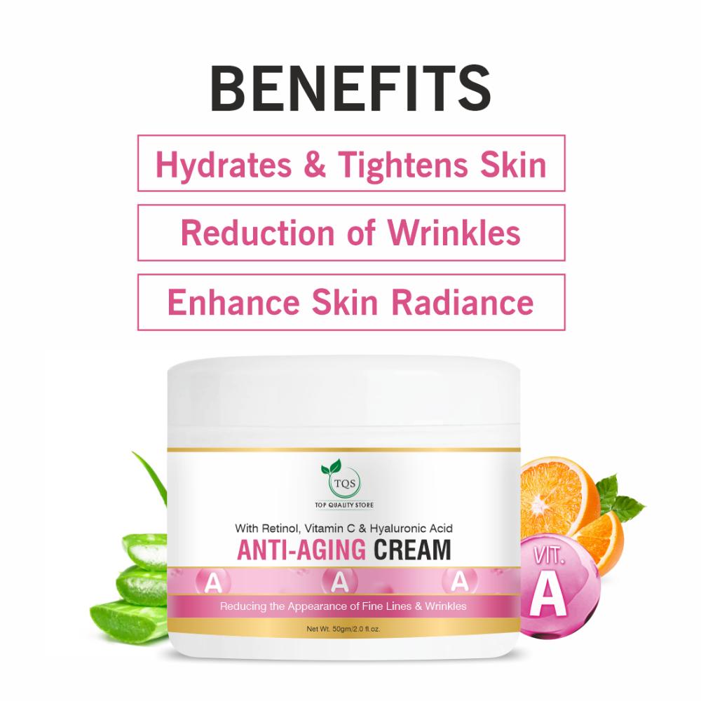 Anti Aging Night Cream With Hyaluronic Acid & Vitamin C Wrinkle-Free For Oily & Dry Skin