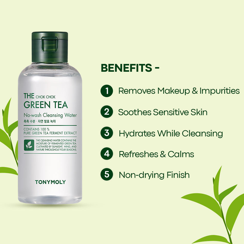 Korean The Chok Chok Green Tea Cleansing Water to Purify & Hydrate Sensitive, Tired Skin
