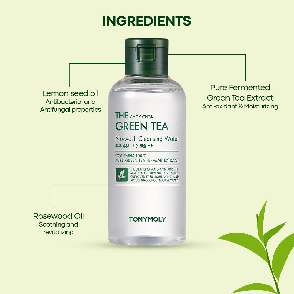 Korean The Chok Chok Green Tea Cleansing Water to Purify & Hydrate Sensitive, Tired Skin