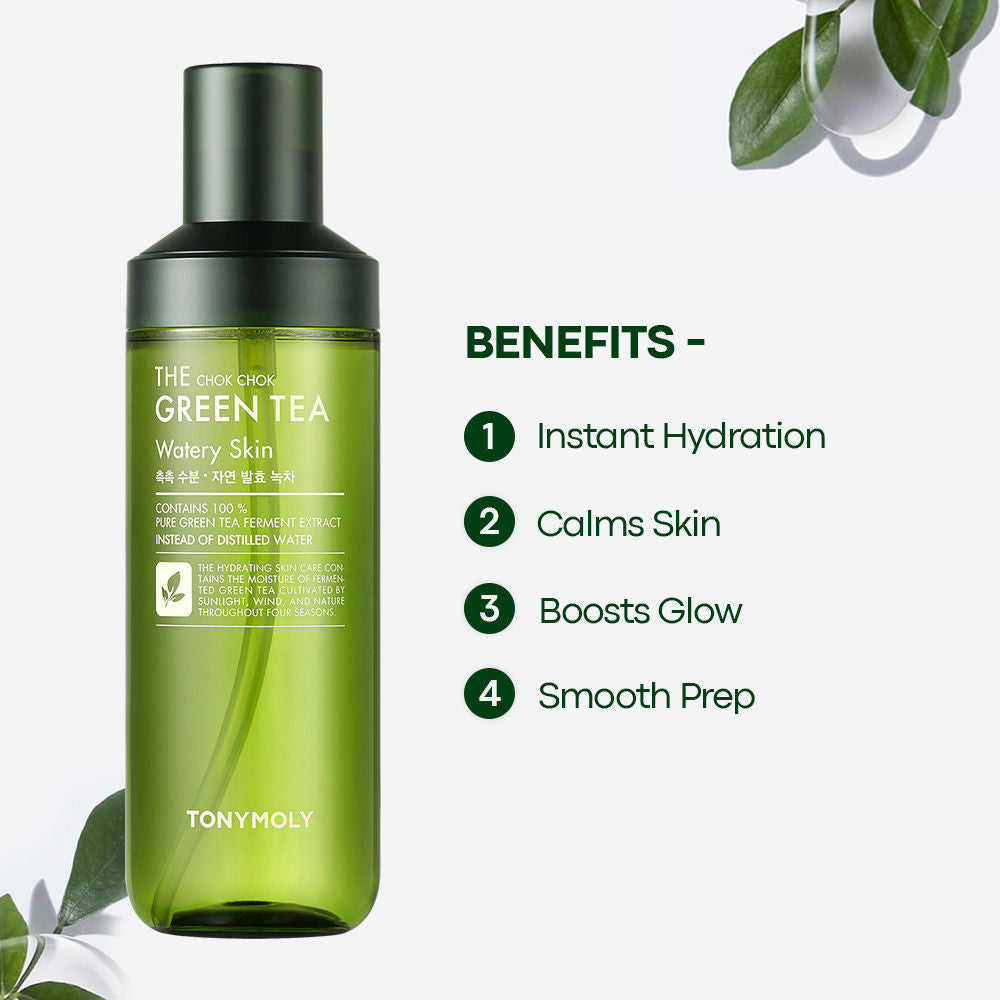Korean The Chok Chok Green Tea Watery Skin Toner to Hydrate, Soothe & Brighten Dull Skin