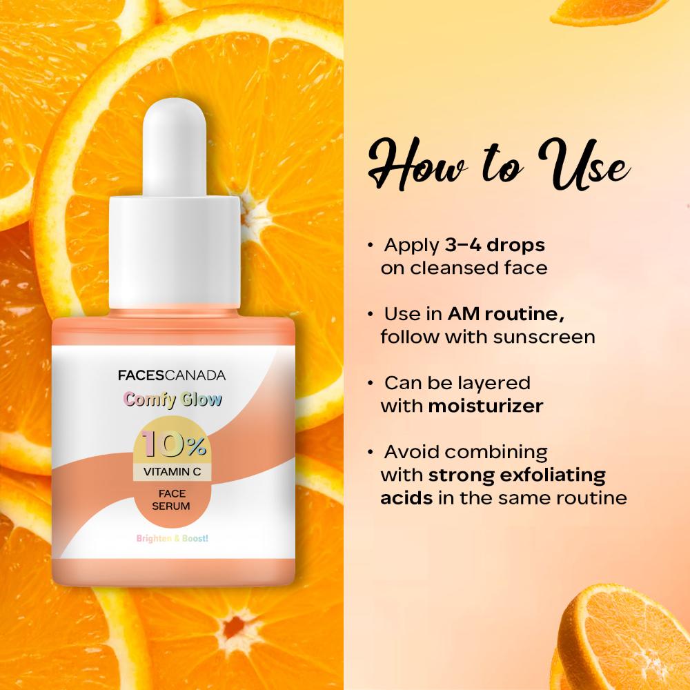 Comfy Glow 10% Vitamin C Face Serum - Brightens Complexion
