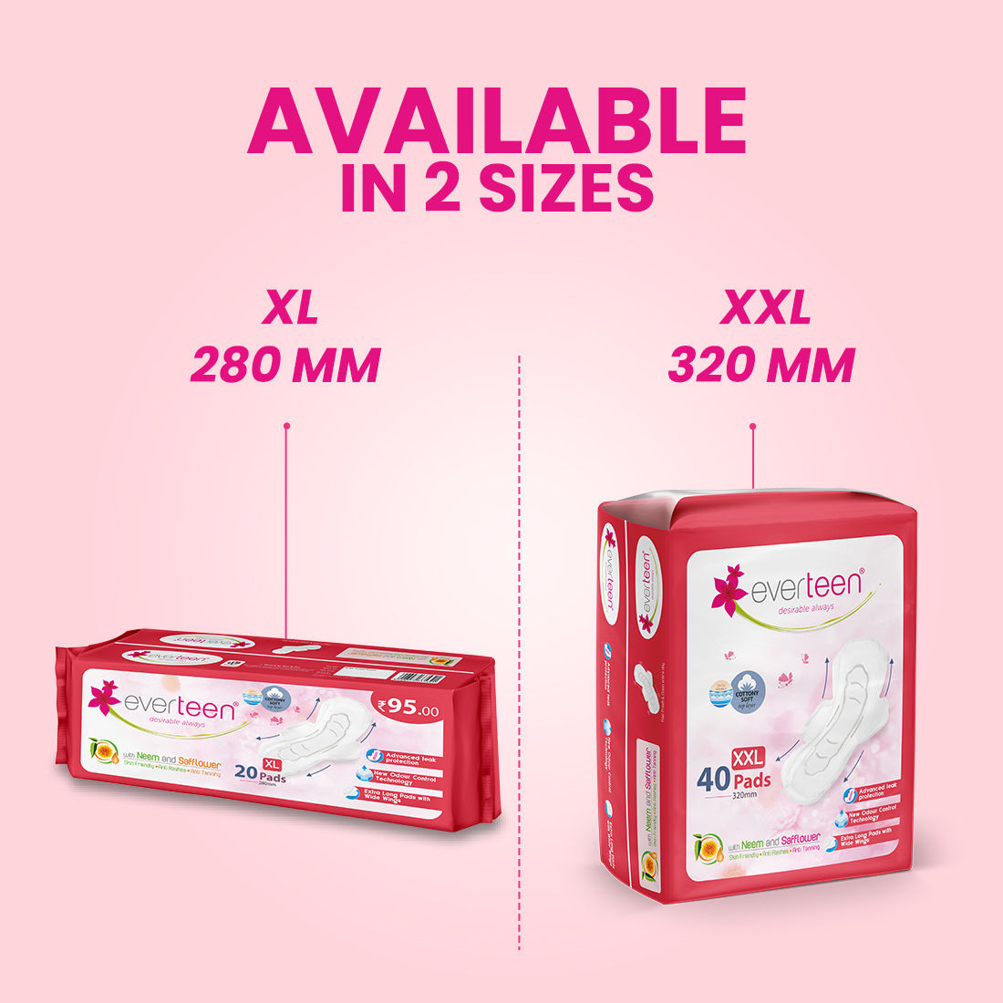 Neem & Safflower XL Cottony-Soft Sanitary Pads - 40 Pads