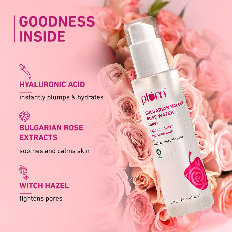 Bulgarian Valley Rose Water Alcohol-Free Spray Toner With Hyaluronic Acid- Hydrates & Refreshes