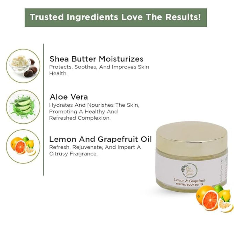 Lemon Grapefruit Body Butter, Deep Moisturizing, Brightening & Nourishing Cream