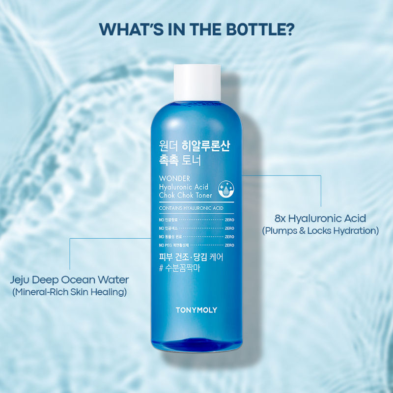 Korean Wonder Hyaluronic Acid Chok Chok Toner to Hydrate, Plump Skin & Smooths Wrinkles