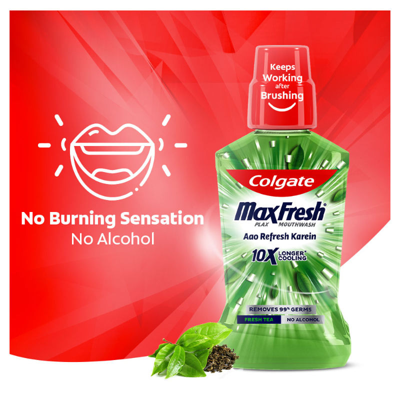 Maxfresh Plax Antibacterial Mouthwash, Fresh Tea
