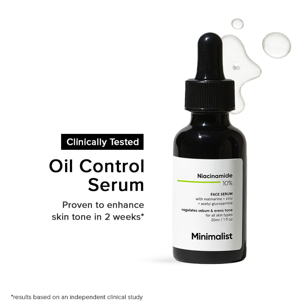 10% Niacinamide Face Serum With Matmarine + Zinc For Reducing Oil & Blemishes - 30ml