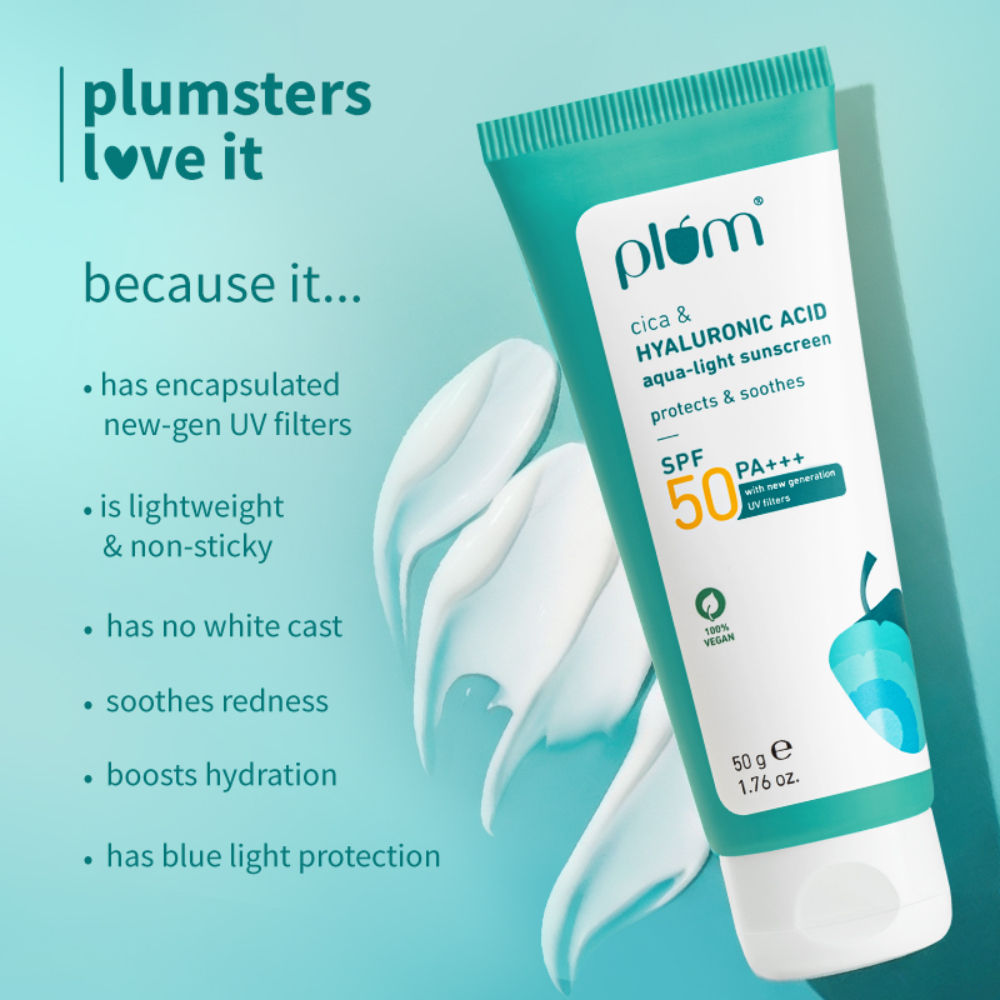 Cica & Hyaluronic Aqua-Light SPF Sunscreen 50 PA+++, For Oily, Normal & DrySkin,SoothesSkin