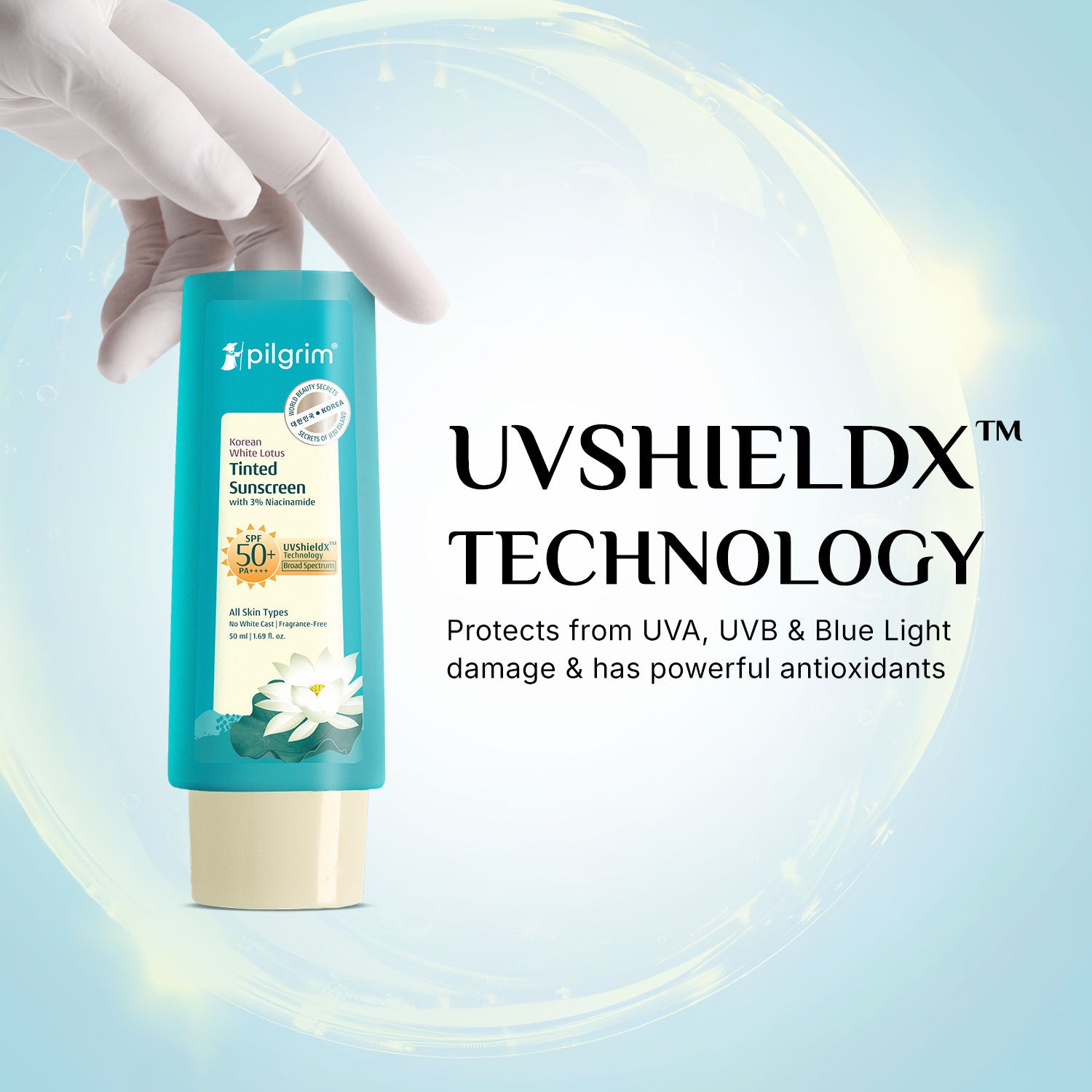 Korean White Lotus Tinted Sunscreen SPF 50+ PA++++ With 3% Niacinamide