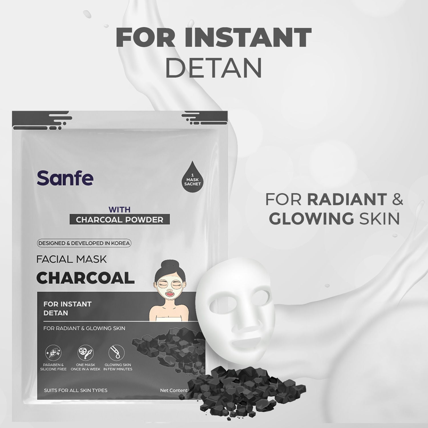 Instant Detan Charcoal Facial Mask