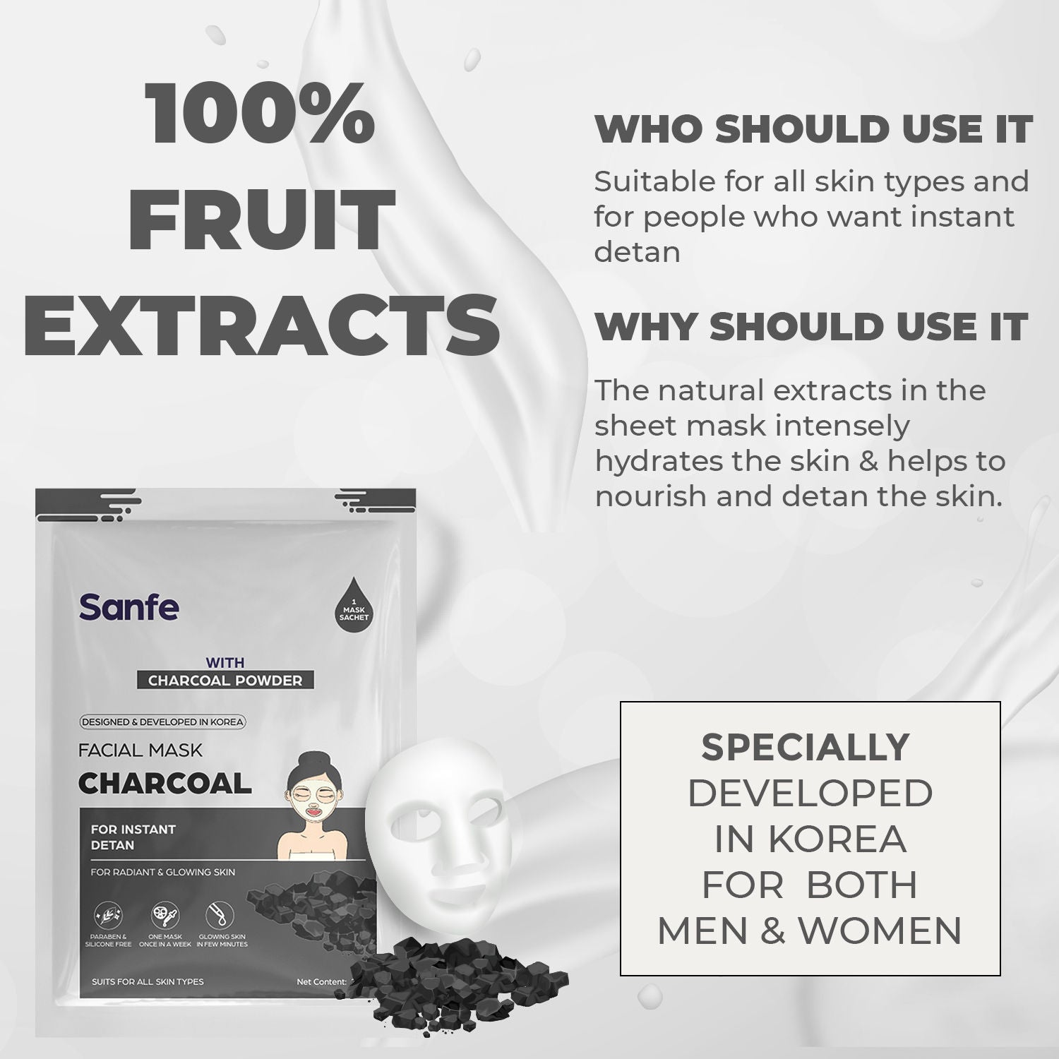 Instant Detan Charcoal Facial Mask