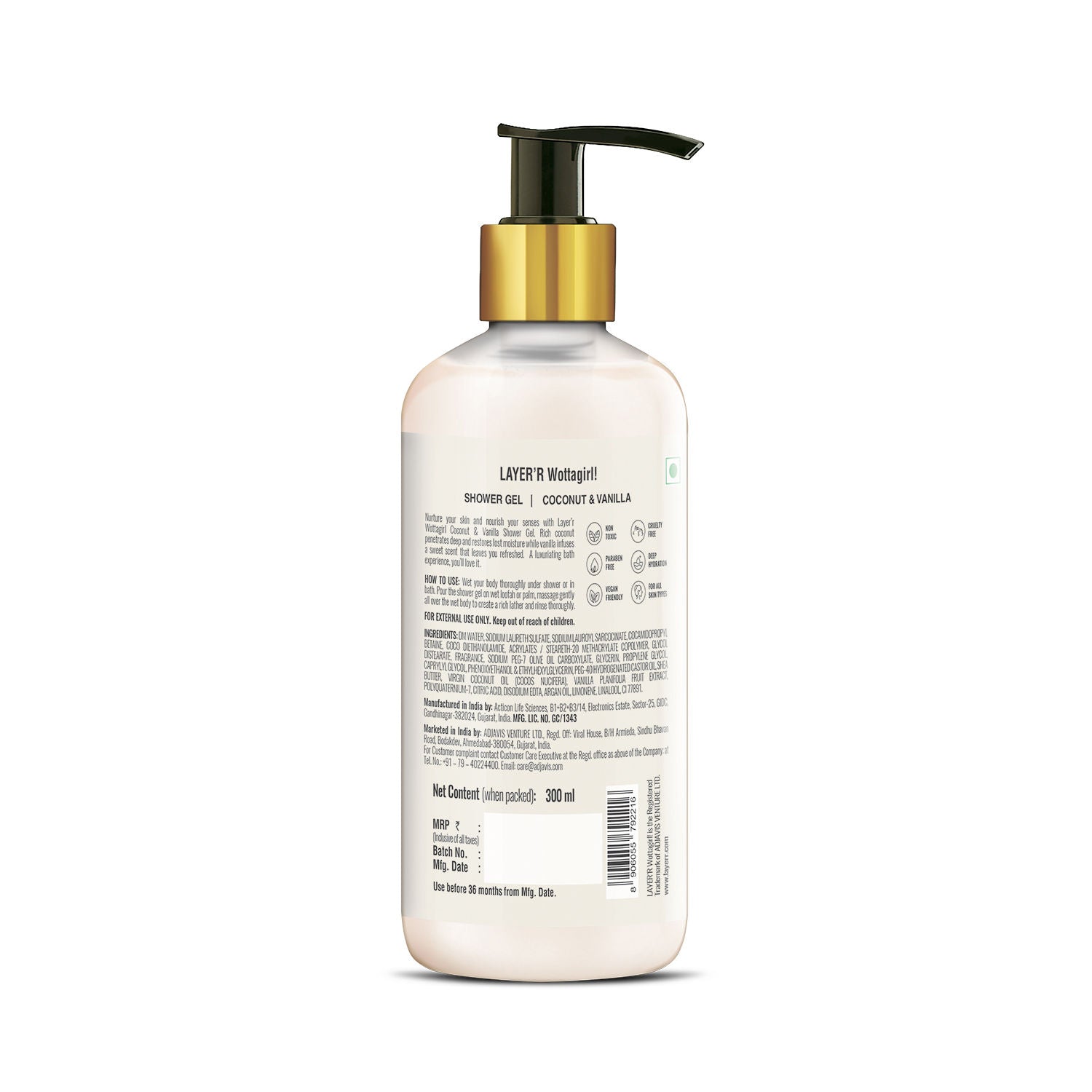 Wottagirl Coconut & Vanilla Shower Gel