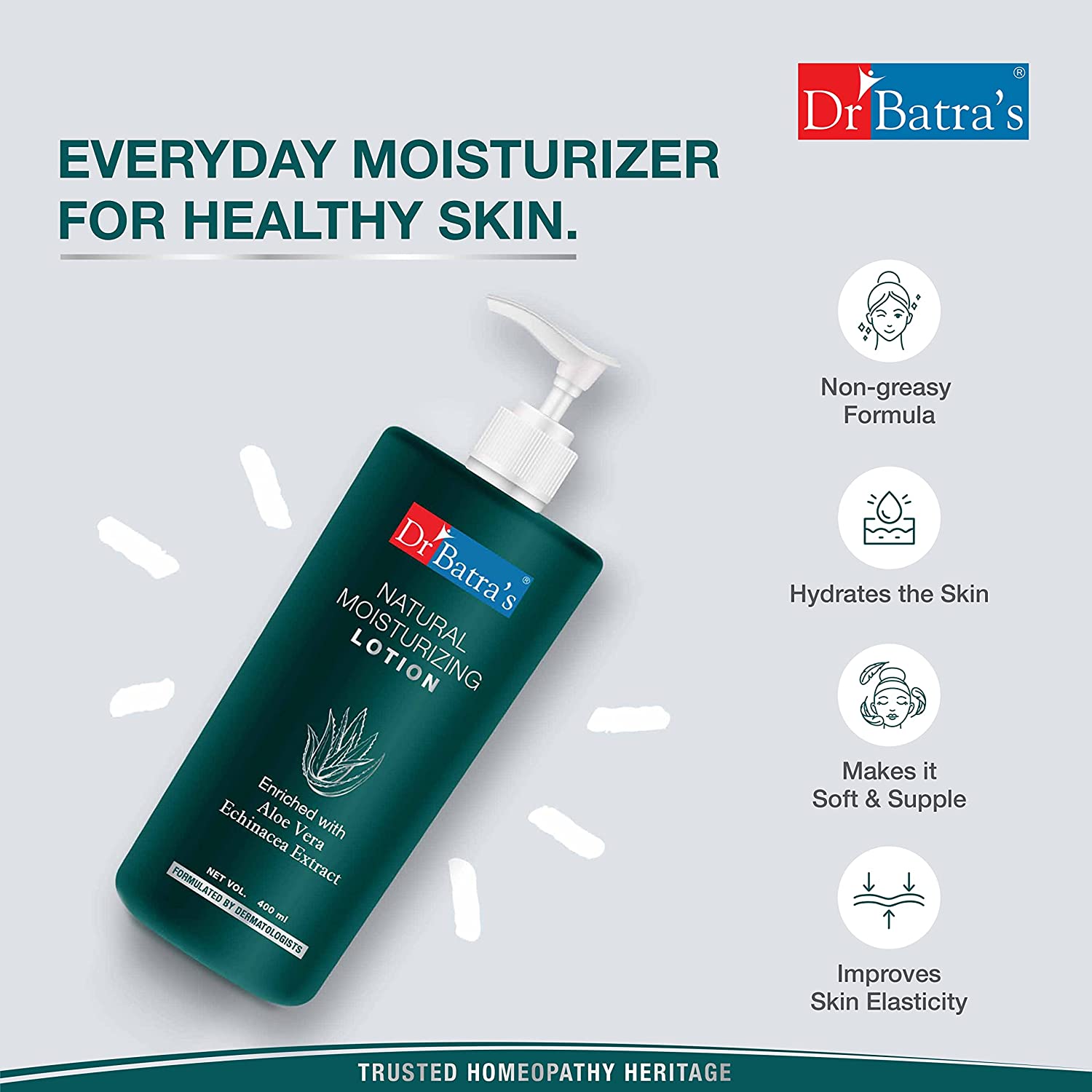 Dr Batra's Moisturized Lotion, Enriched with Aloe Vera & Echinacea, Shield against Dry Skin
