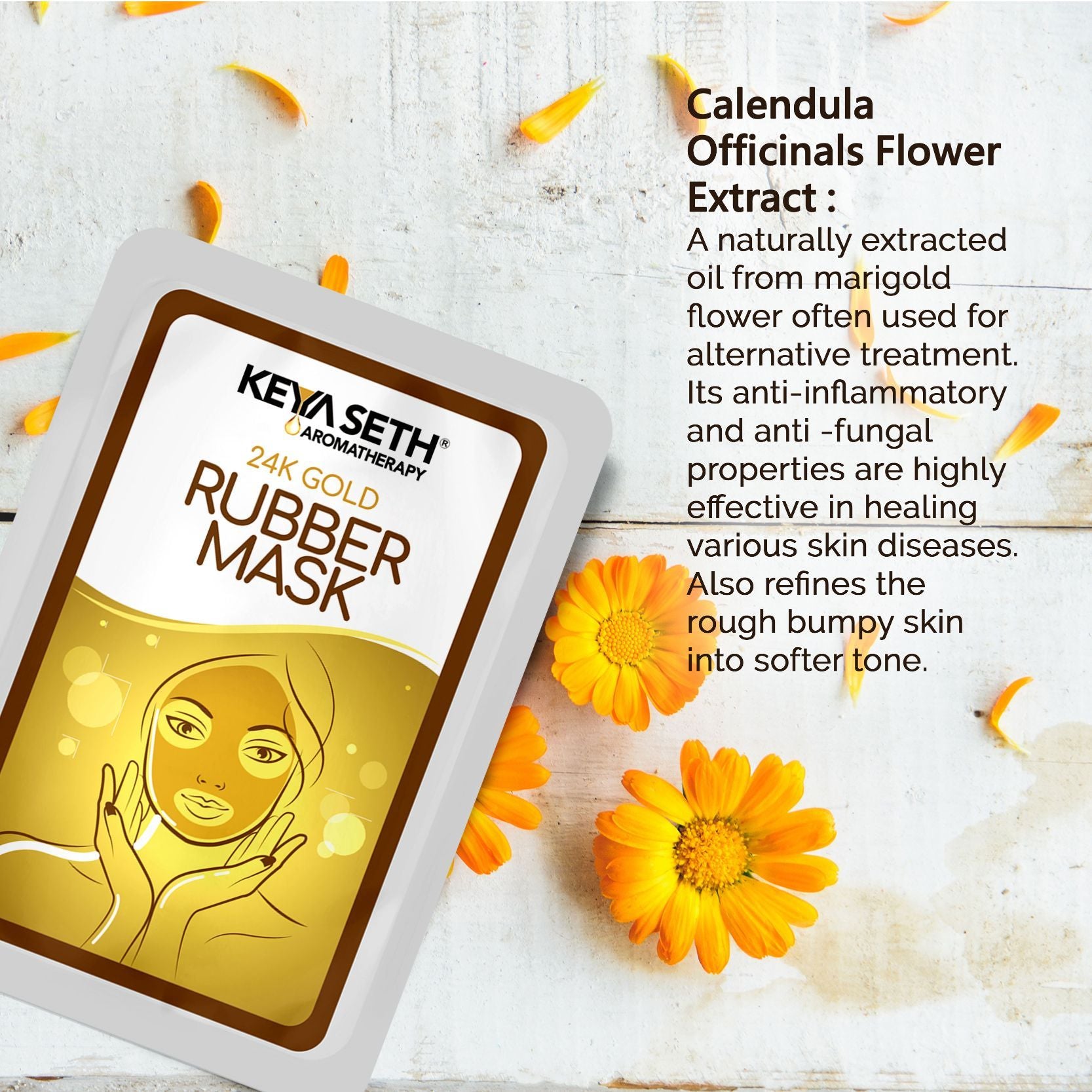 Keya Seth Aromatherapy, 24k Gold Rubber Facial Mask For Brightening & Whitening