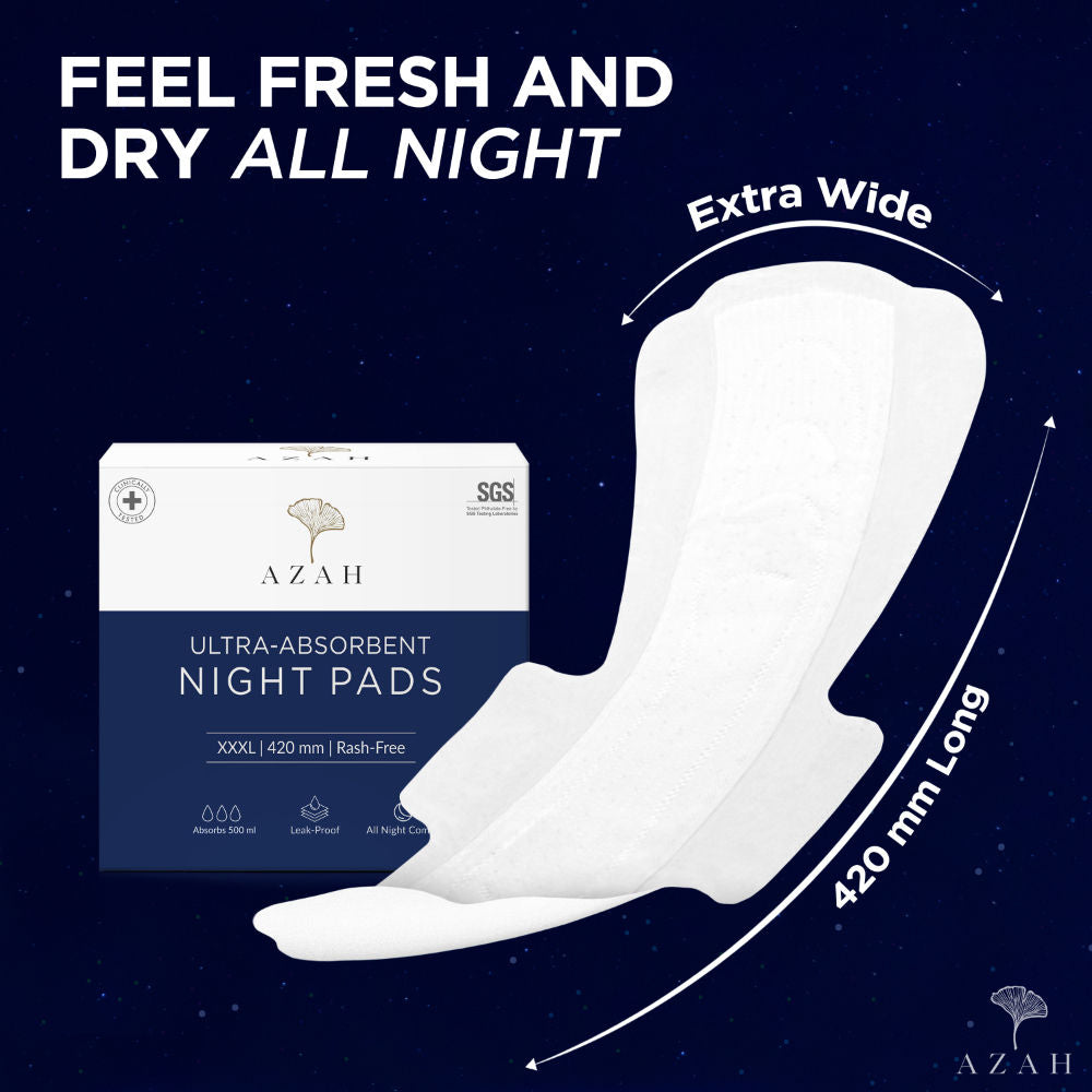 XXXL Night Sanitary Pads For Women,, Extra Large Night Pads , 3x More Leakproof - Box of 25