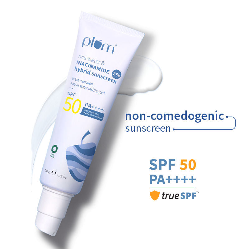 2% Niacinamide & Rice Water SPF 50 PA+++ Sunscreen, Fades Tan, For Oily To Dry Skin Type