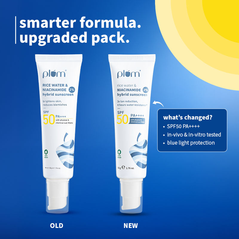 2% Niacinamide & Rice Water SPF 50 PA+++ Sunscreen, Fades Tan, For Oily To Dry Skin Type