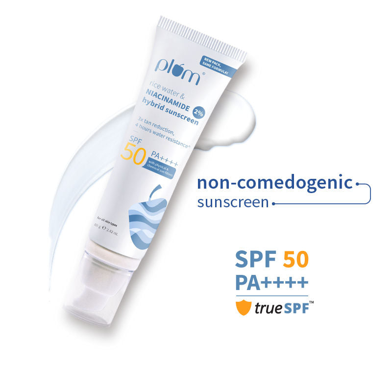 2% Niacinamide & Rice Water SPF 50 PA+++ Sunscreen, Fades Tan, For Oily To Dry Skin Type - 80g