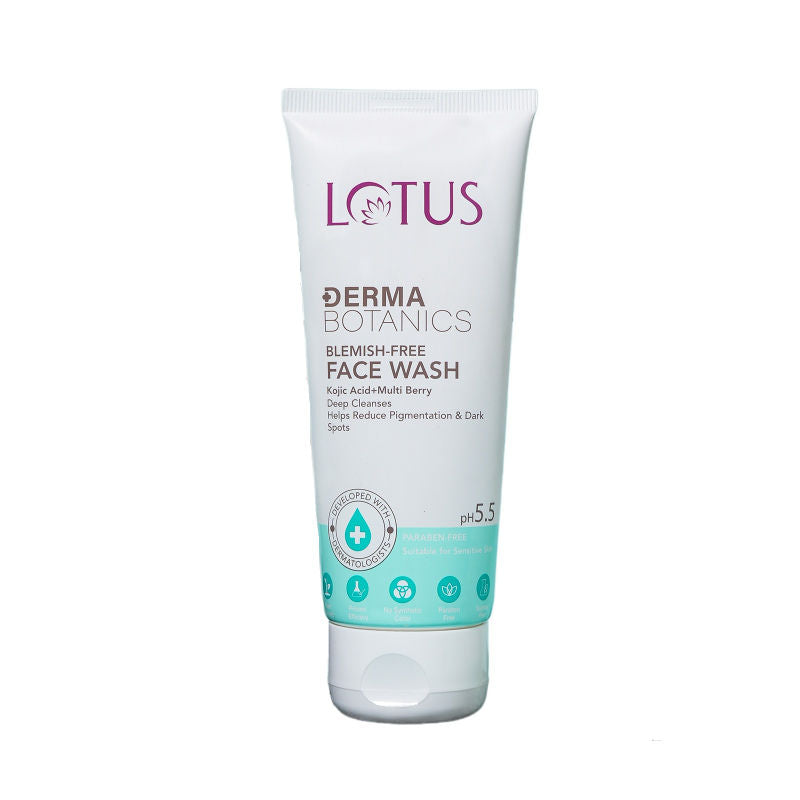 Lotus DermaBotanics Kojic Acid + Multi Berry Blemish-Free Face Wash, pH5.5, For Sensitive Skin