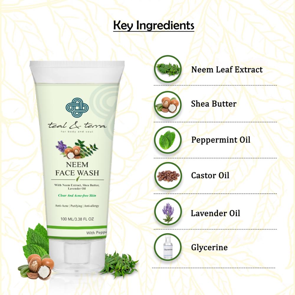 Teal and Terra Neem Face Wash for Purifying, Anti-Acne, Clear Skin