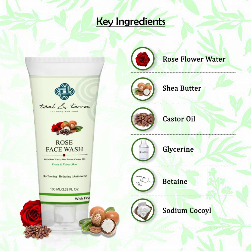 Teal and Terra Rose Face Wash for Gentle Cleansing, Refreshing Skincare