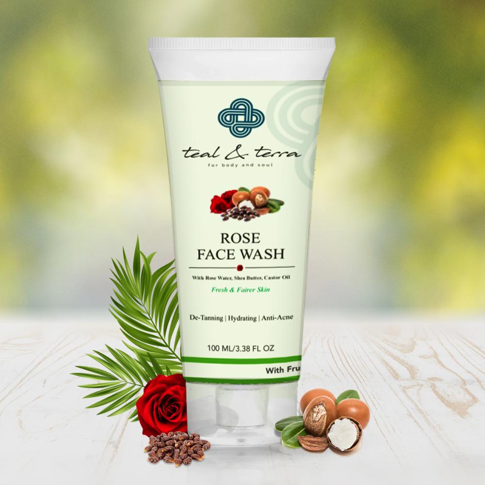 Teal and Terra Rose Face Wash for Gentle Cleansing, Refreshing Skincare