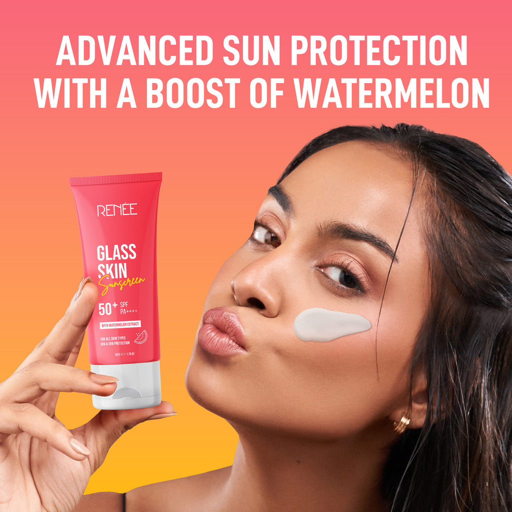 RENEE Glass Skin Gel Sunscreen with SPF 50+, Lightweight, Hydrating & Non-Sticky, Zero White Cast