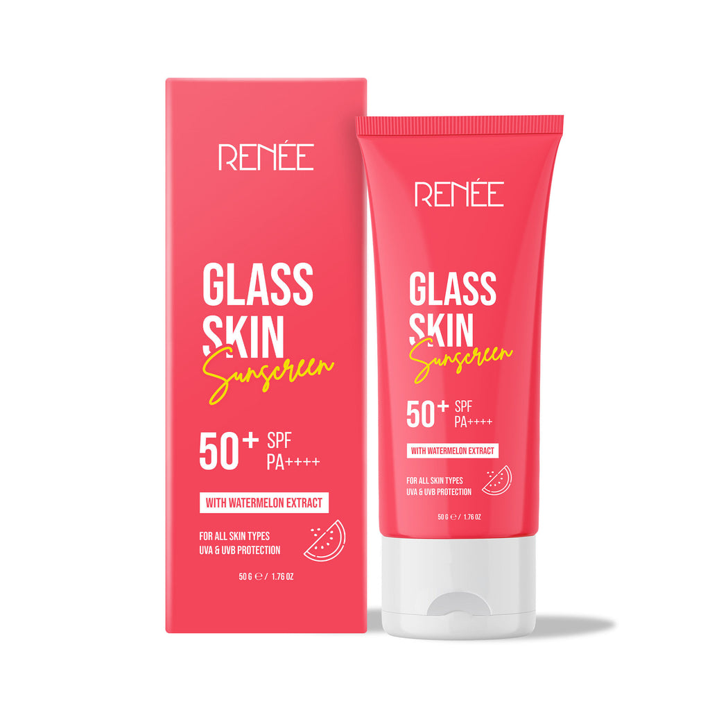 RENEE Glass Skin Gel Sunscreen with SPF 50+, Lightweight, Hydrating & Non-Sticky, Zero White Cast