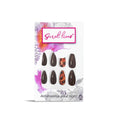Dark Brown Color with Translucent Leopard Print Press On Nails
