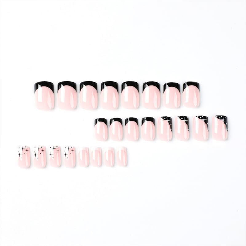 Anie French with White and Black Tips Design Press On Nails