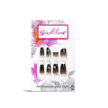 Glossy Black Color with 3D White Stones Press On Nails