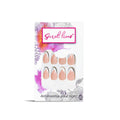 Round Shape White Color with Silver Glitter Design Press On Nails