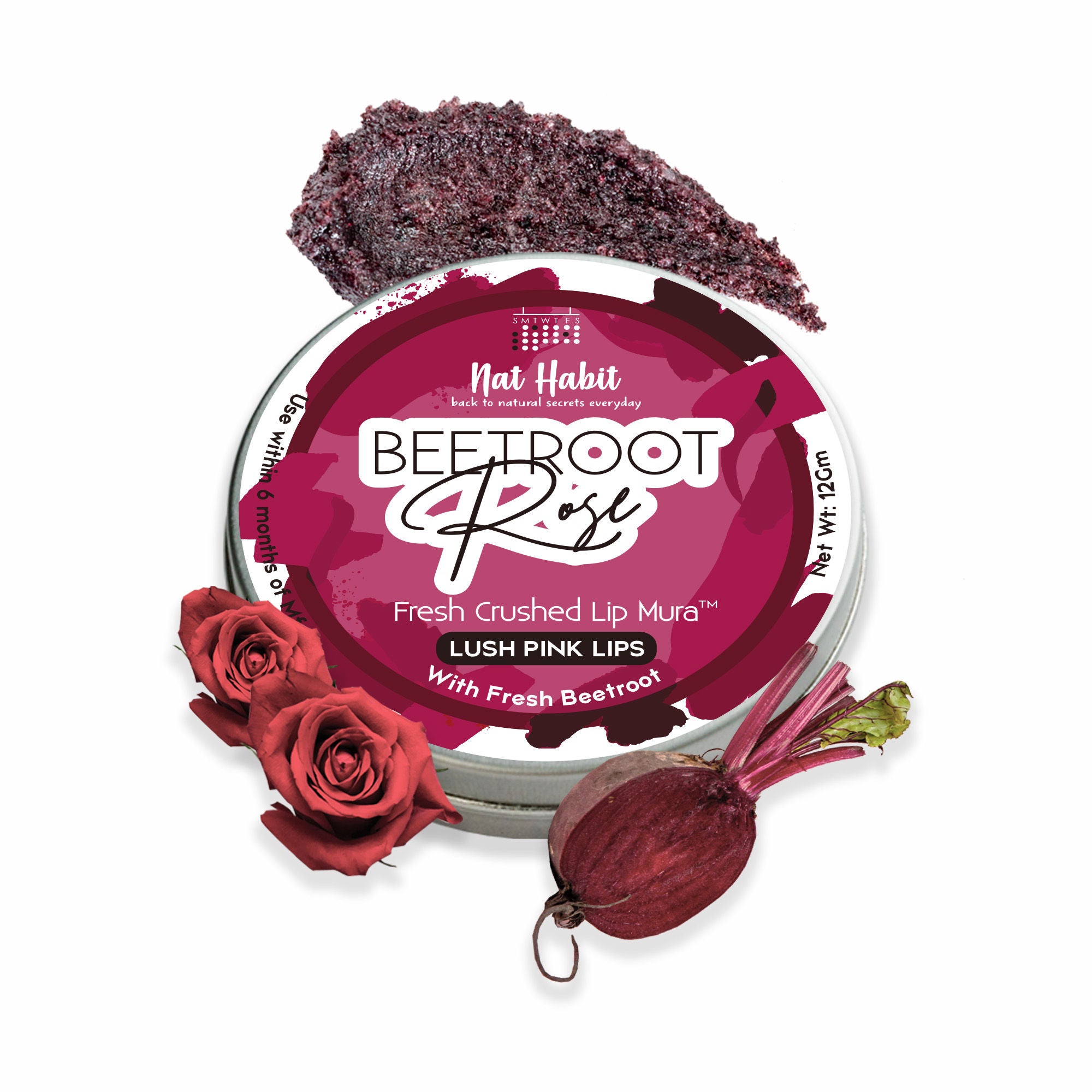 Beetroot Rose Fresh Lip Scrub, Lip Mask for Dark, Dry & Chapped Lips Natural Pink Lips