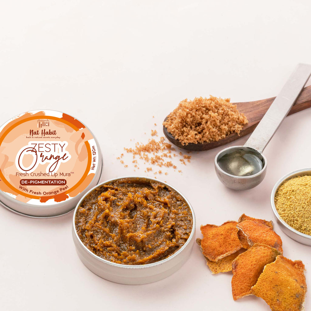 Zesty Orange Lip Scrub for dark lips, Lightening Lip Mask for Pigmentation, Discoloration