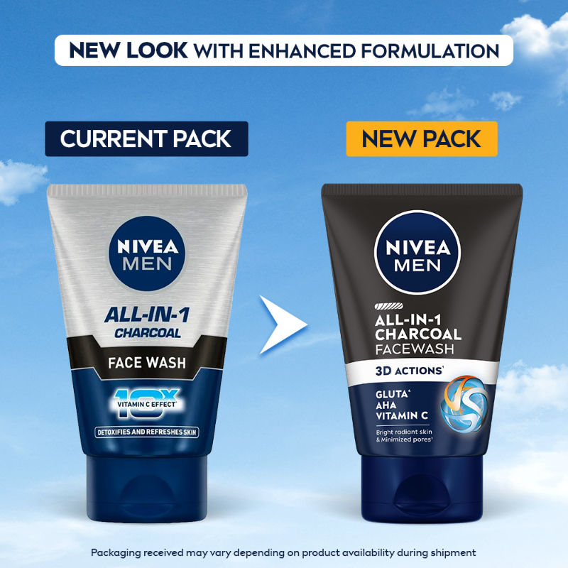 MEN Face Wash, All in 1 Charcoal, to Detoxify & Refresh Skin with 10x Vitamin C Effect