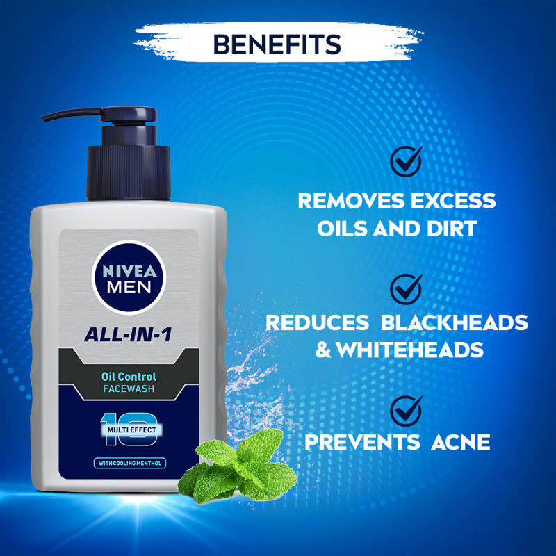 Men Face Wash, Oil Control for 12hr Oil Control with 10x Vitamin C Effect