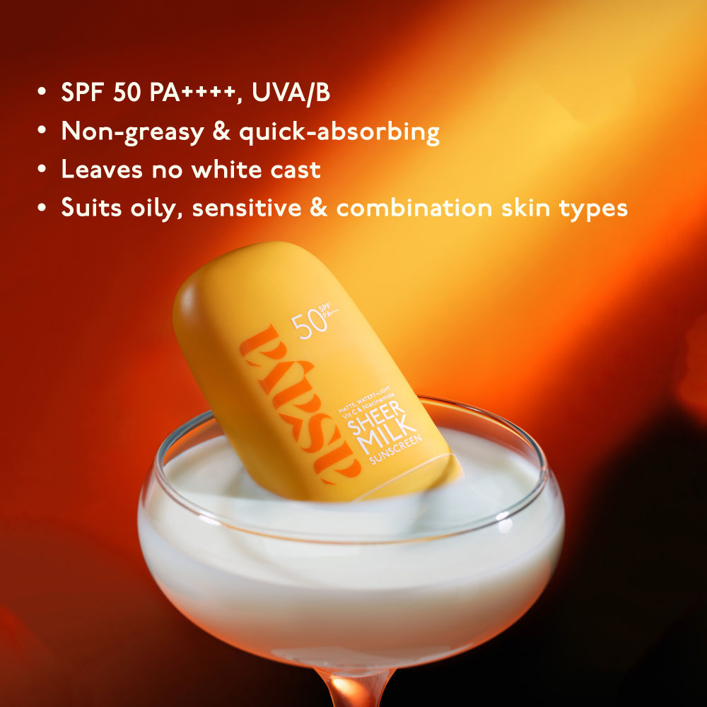 In-Vivo Tested Sheer Milk Sunscreen SPF 50 PA++++ for Brightening & No White Cast