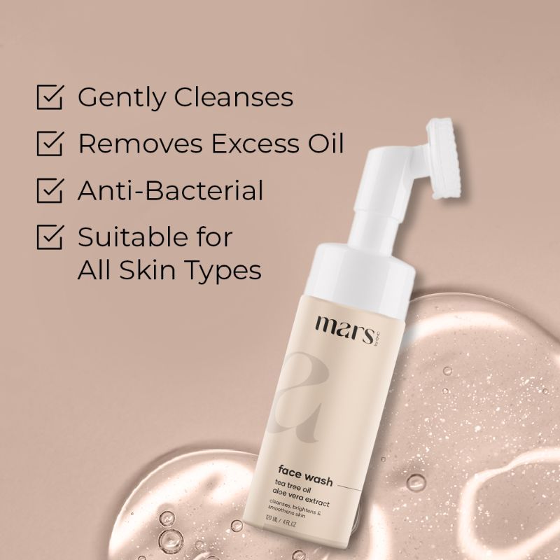 Tea Tree Foaming Face Wash with Built-in Brush For Oil & Acne Control