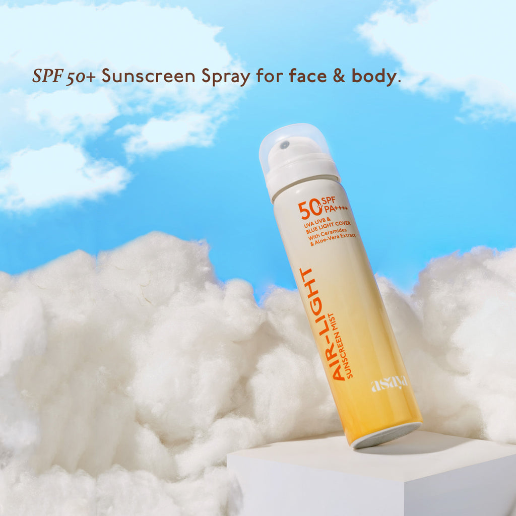 Airlight Sunscreen Spray SPF 50 PA++++ UVA/B with Ceramides Over Makeup Spray No White Cast