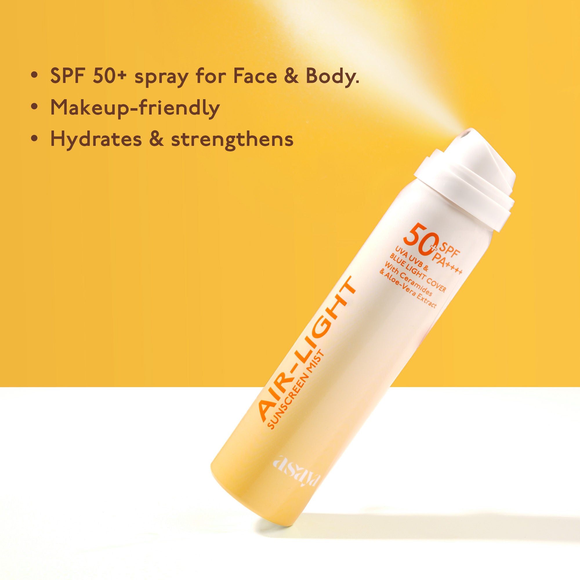 Airlight Sunscreen Spray SPF 50 PA++++ UVA/B with Ceramides Over Makeup Spray No White Cast