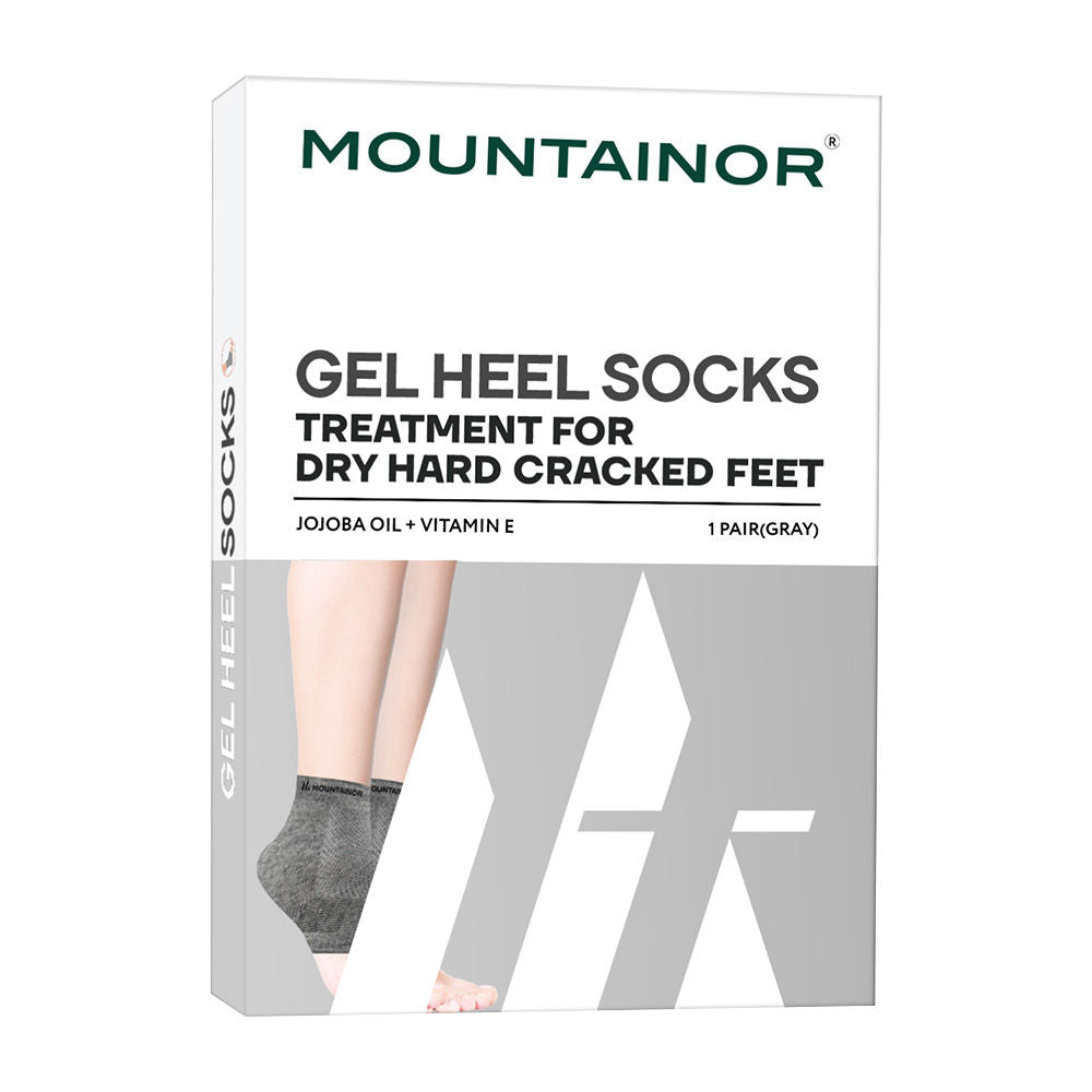 Silicone Gel Heel Foot Socks For Dry Hard Cracked Heels, Baby Soft Feet Repair Pad - Grey