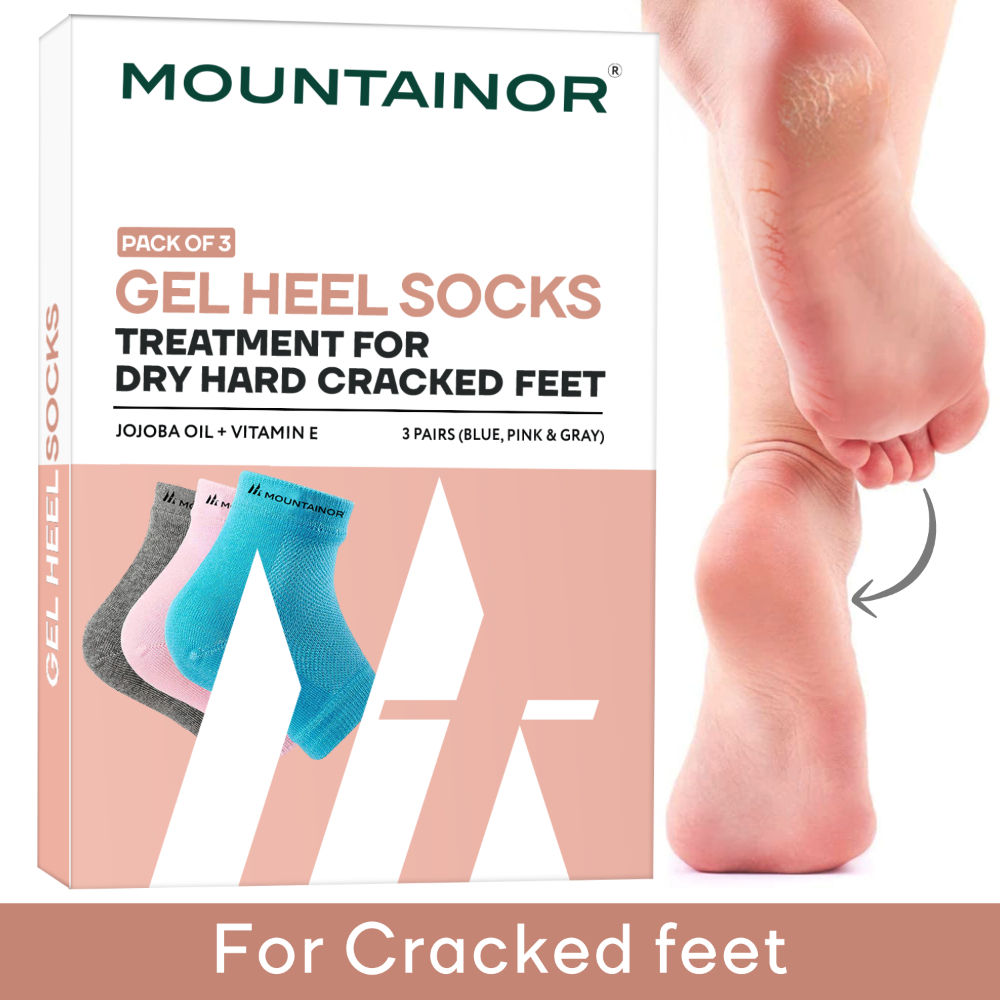 Silicone Gel Heel Socks For Dry Hard Cracked Heel Repair Pad - Pink, Blue & Grey